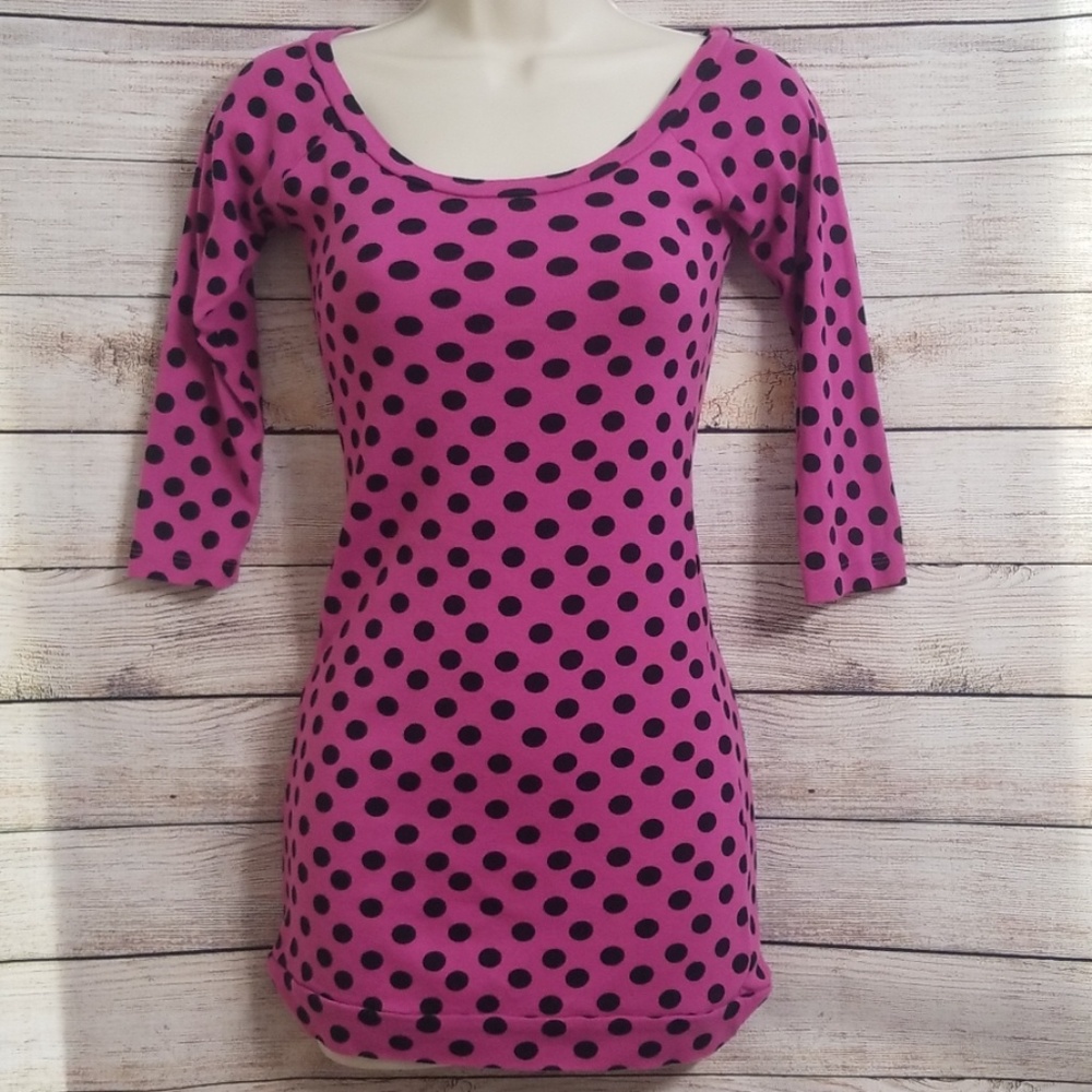 🍁SALE🍁 NEW ERA COTURE Fuscia Polka Dot Tunic Top